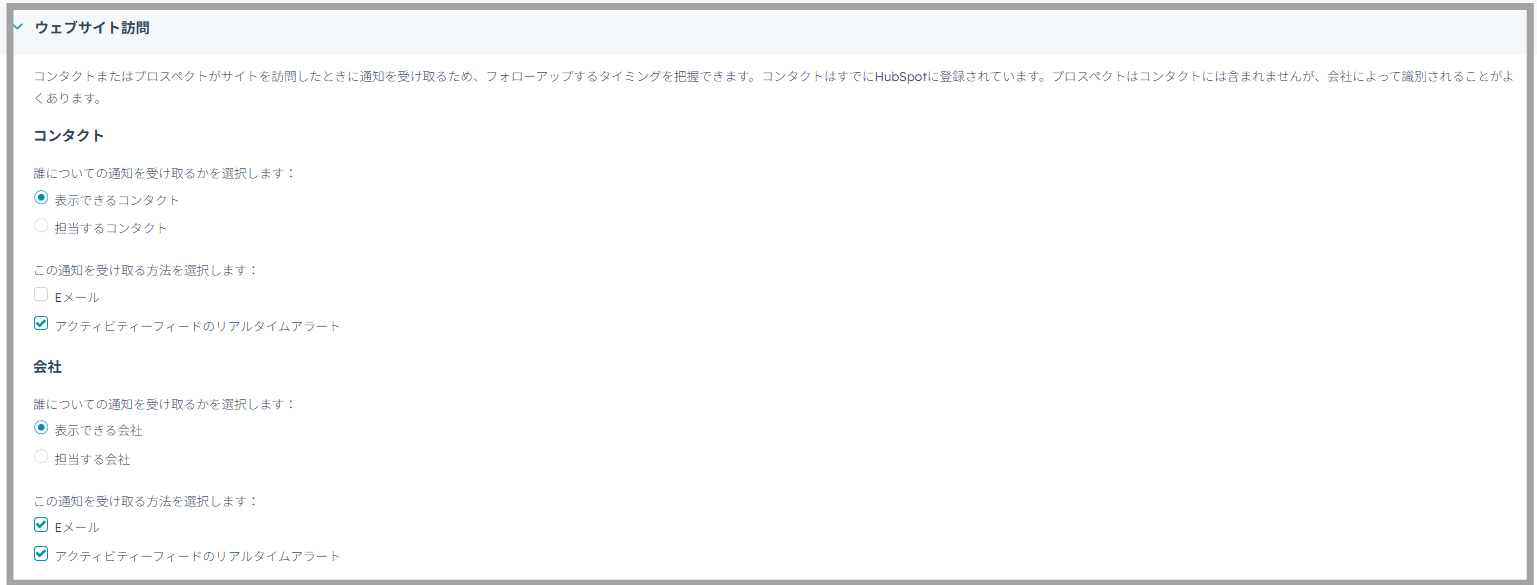 ウェブサイト訪問通知